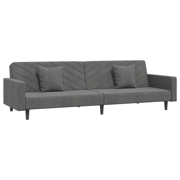 Divano Letto a 2 Posti con 2 Cuscini Grigio Scuro in Vellutocod mxl 87562