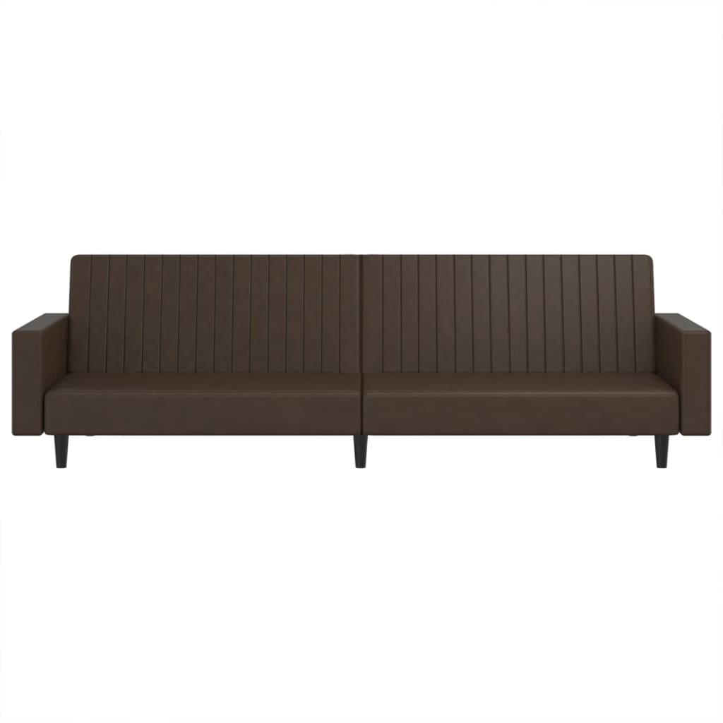 Divano Letto a 2 Posti Marrone in Similpelle 375952