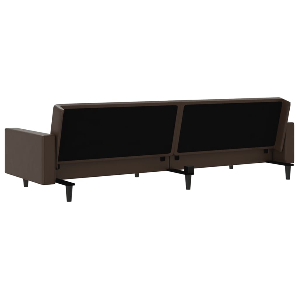 Divano Letto a 2 Posti Marrone in Similpelle 375952