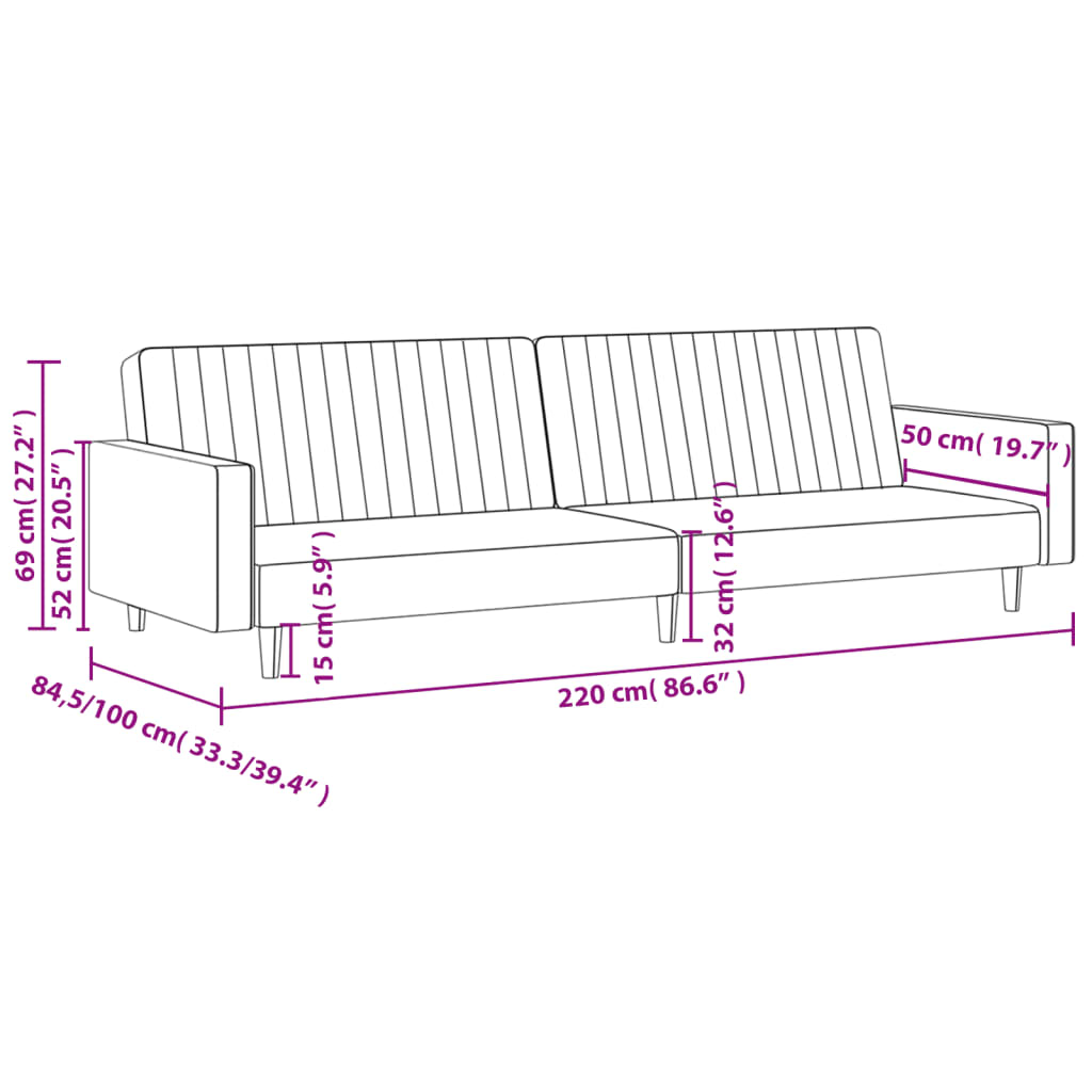 Divano Letto a 2 Posti Marrone in Similpelle 375952