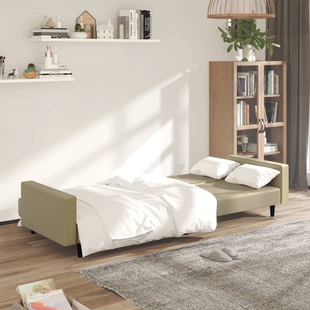 Divano Letto a 2 Posti Cappuccino in Similpelle 375954