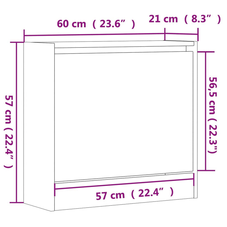 Scarpiera Grigio Sonoma 60x21x57 cm in Legno Multistrato 839887