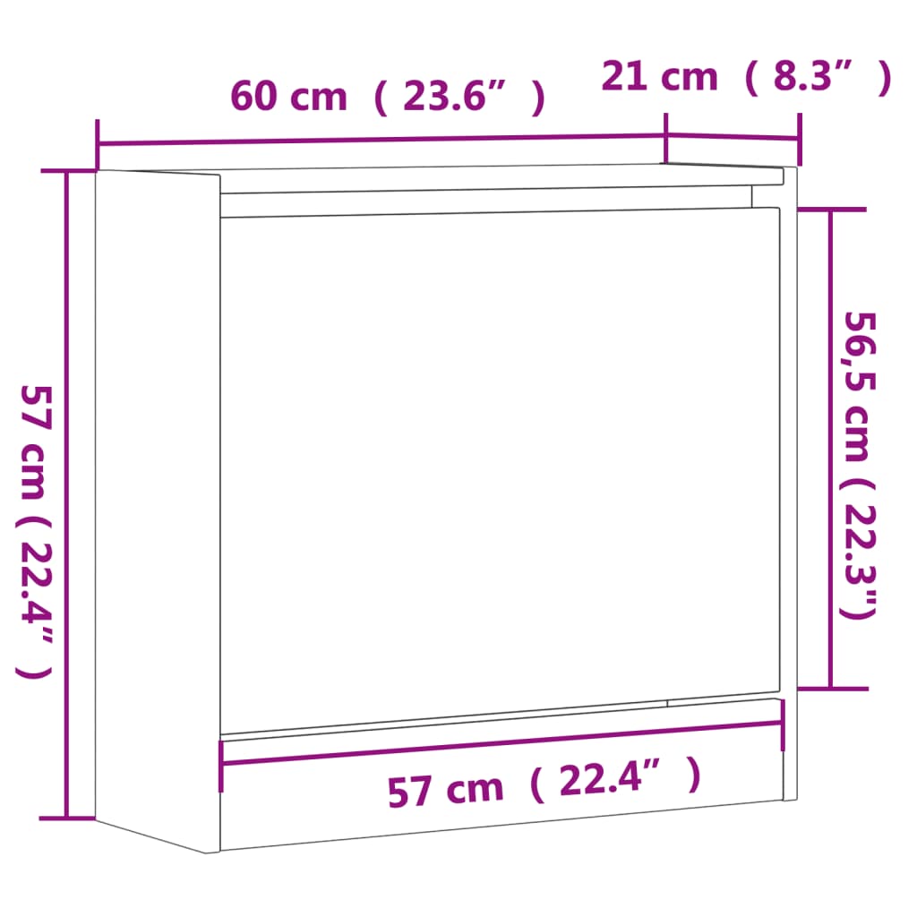 Scarpiera Rovere Marrone 60x21x57 cm in Legno Multistrato 839888