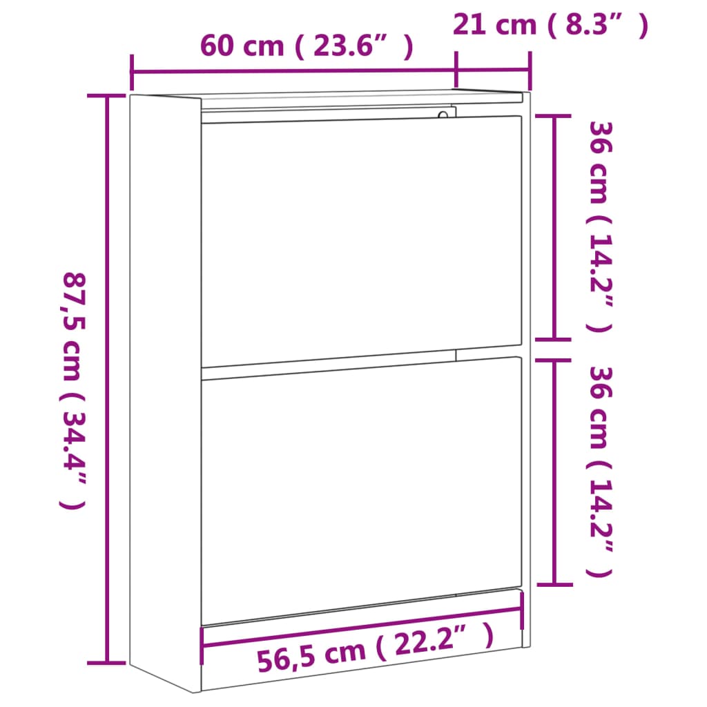 Scarpiera Bianca 60x21x87,5 cm in Legno Multistrato 839889