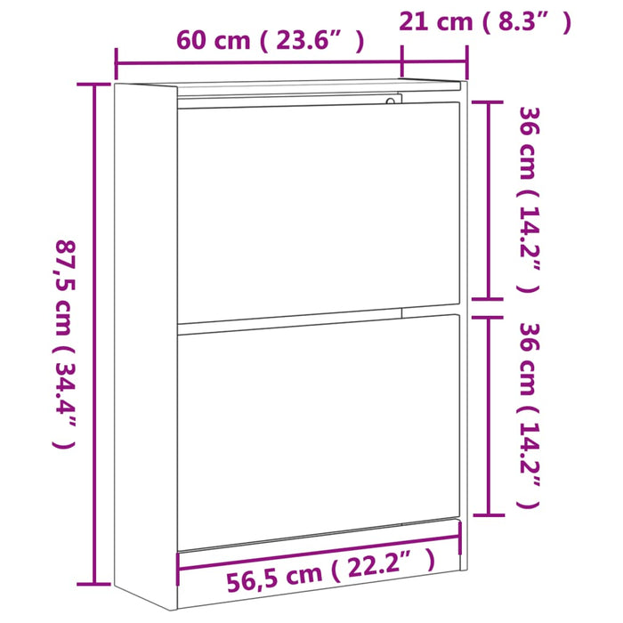 Scarpiera Grigio Sonoma 60x21x87,5 cm in Legno Multistrato 839894