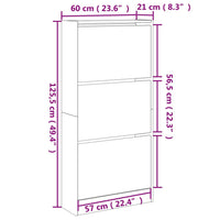 Scarpiera Bianca 60x21x125,5 cm in Legno Multistrato 839896