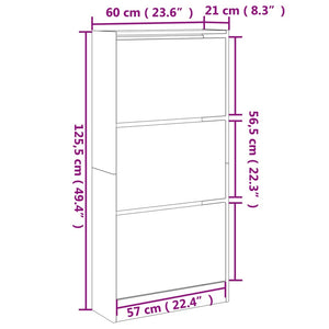 Scarpiera Bianca 60x21x125,5 cm in Legno Multistrato 839896