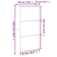 Scarpiera Nera 60x21x125,5 cm in Legno Multistrato 839897