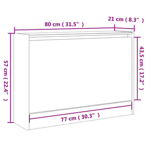 Scarpiera Bianca 80x21x57 cm in Legno Multistrato 839910