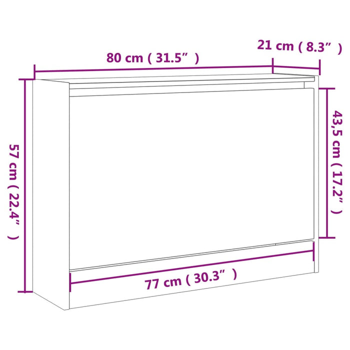 Scarpiera Grigio Sonoma 80x21x57 cm in Legno Multistrato 839915