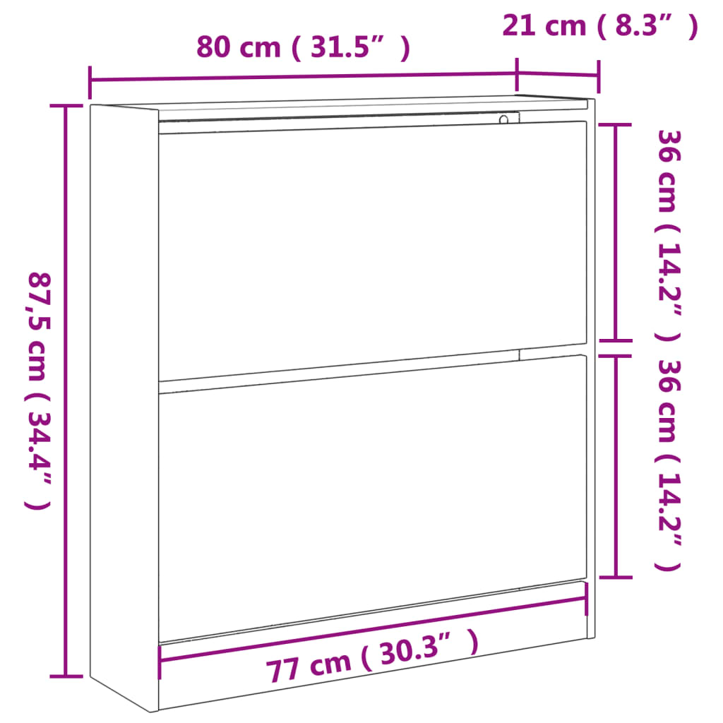 Scarpiera Bianca 80x21x87,5 cm in Legno Multistrato 839917