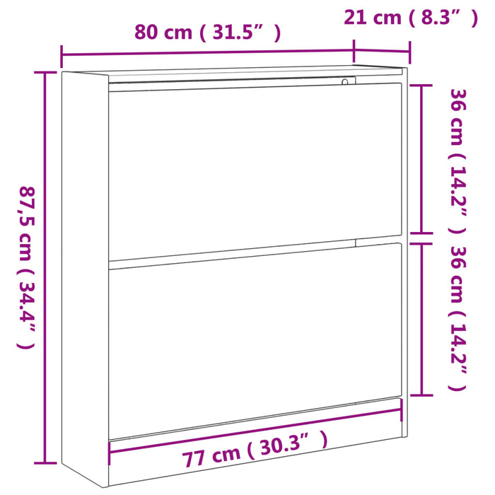 Scarpiera Rovere Sonoma 80x21x87,5 cm in Legno Multistrato 839919