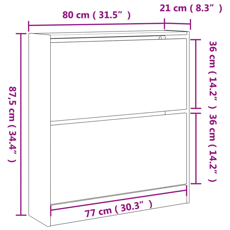 Scarpiera Rovere Sonoma 80x21x87,5 cm in Legno Multistrato 839919