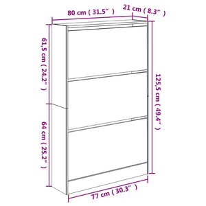 Scarpiera Bianca 80x21x125,5 cm in Legno Multistrato 839924