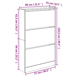 Scarpiera Rovere Fumo 80x21x125,5 cm in Legno Multistrato 839928