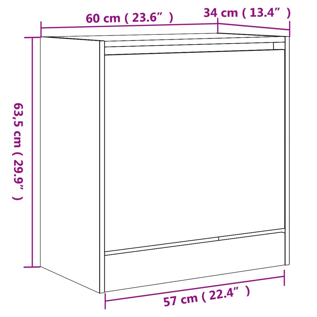 Scarpiera Bianca 60x34x63,5 cm in Legno Multistrato 839938