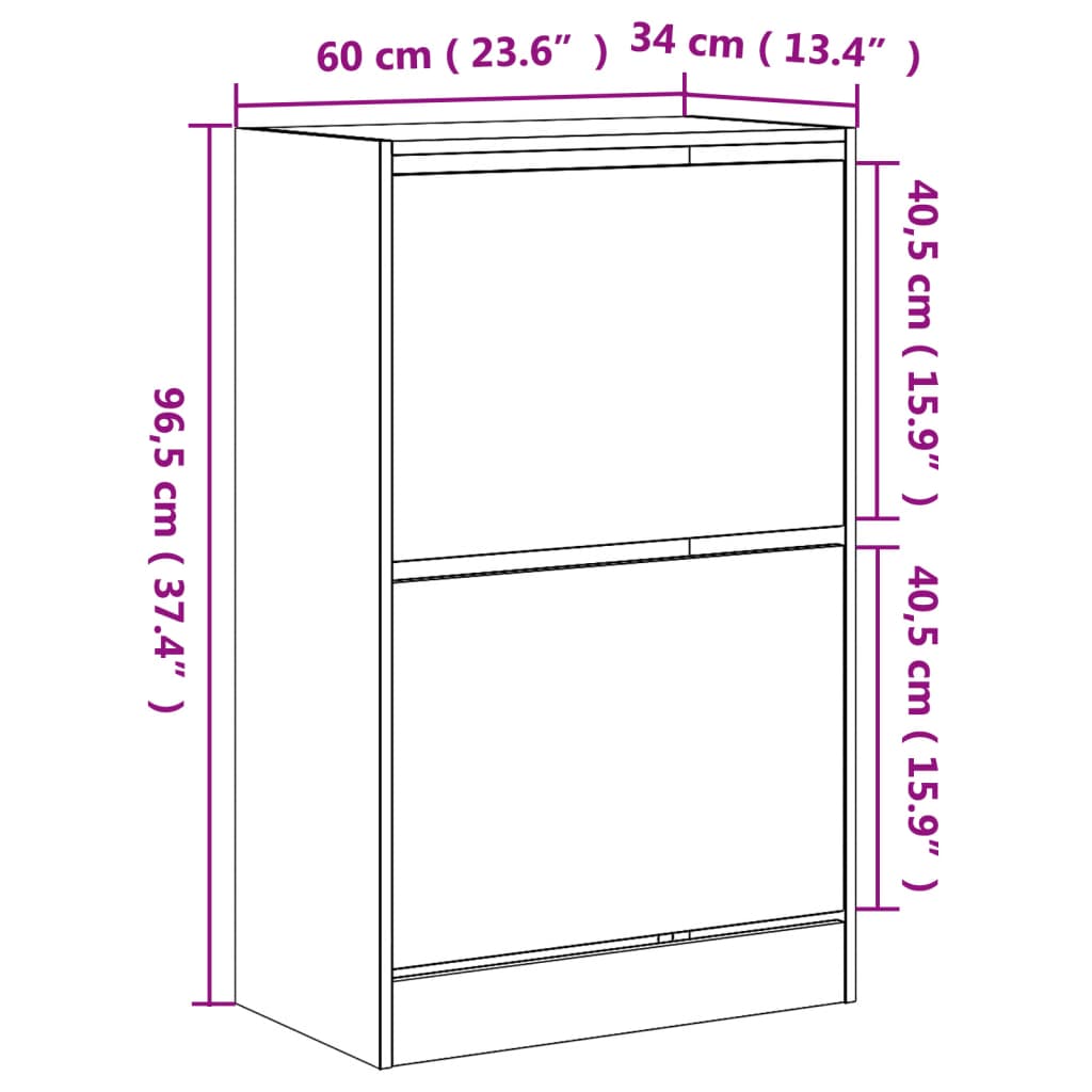 Scarpiera Nera 60x34x96,5 cm in Legno Multistrato 839946