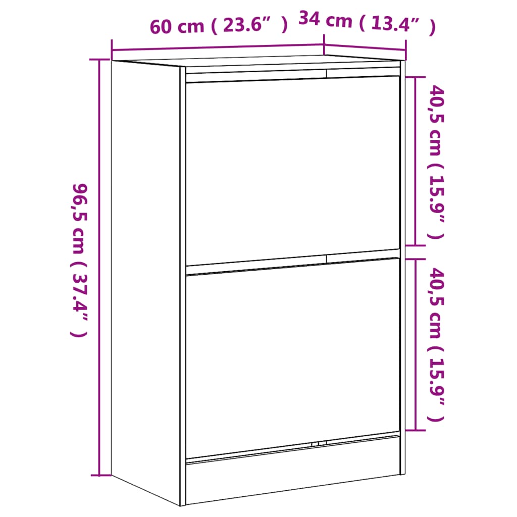 Scarpiera Rovere Sonoma 60x34x96,5 cm in Legno Multistrato 839947