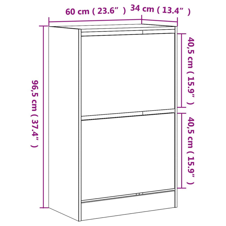 Scarpiera Rovere Fumo 60x34x96,5 cm in Legno Multistrato 839949