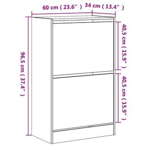 Scarpiera Rovere Marrone 60x34x96,5 cm in Legno Multistrato 839951