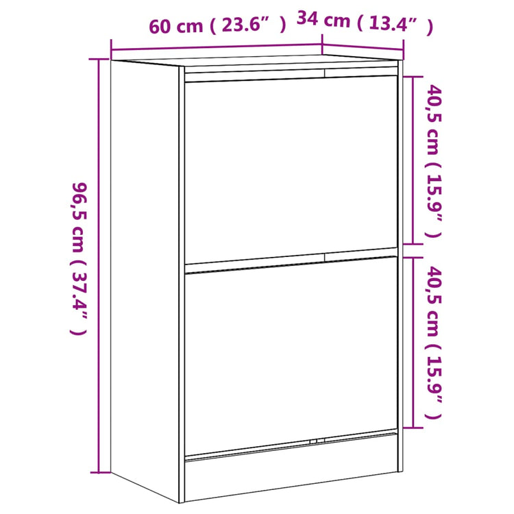 Scarpiera Rovere Marrone 60x34x96,5 cm in Legno Multistrato 839951