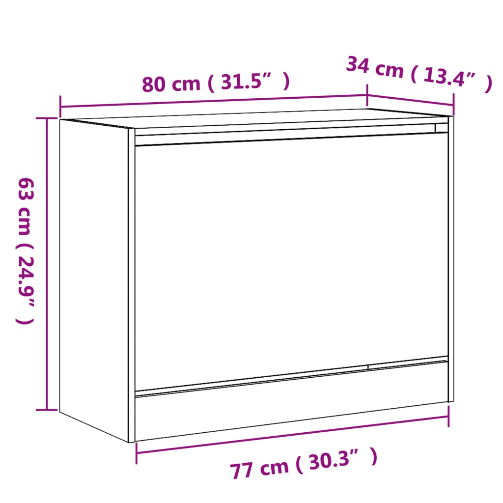 Scarpiera Bianca 80x34x63 cm in Legno Multistrato 839959