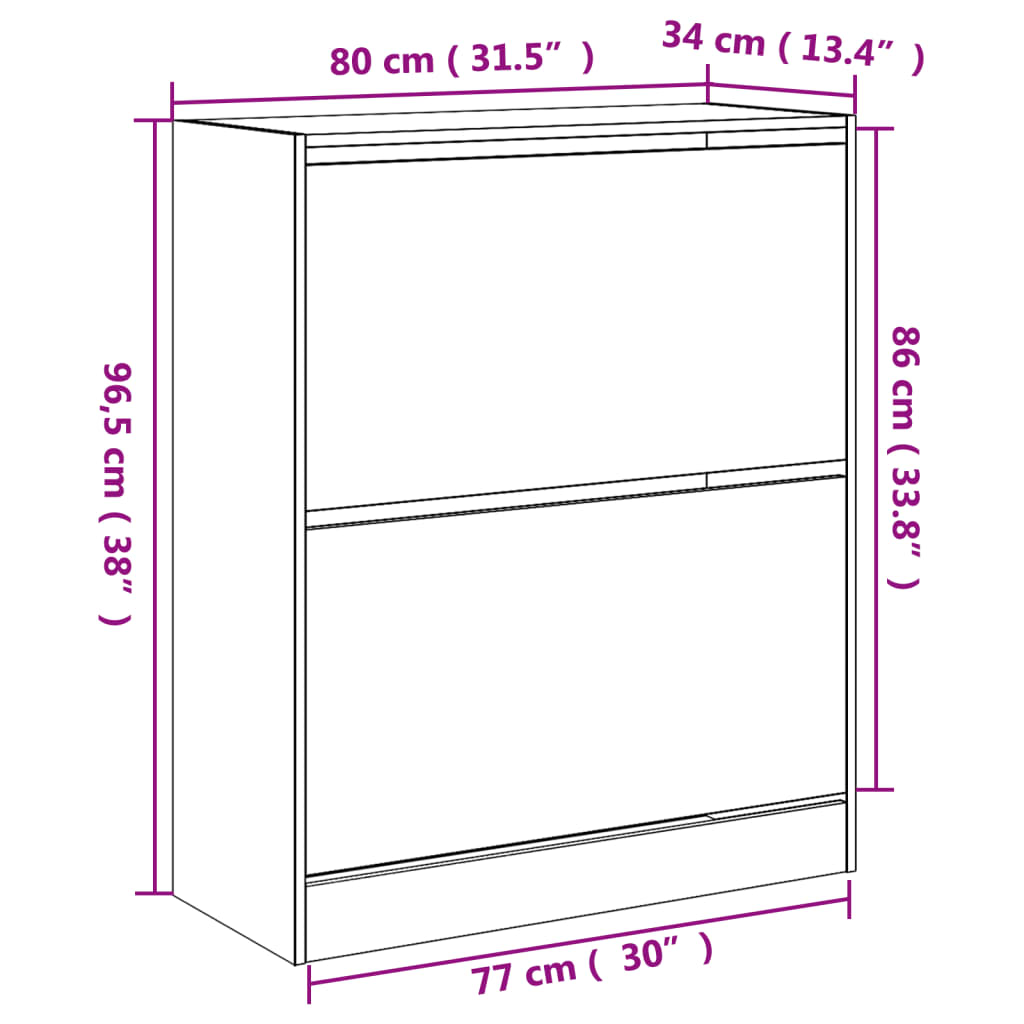 Scarpiera Bianca 80x34x96,5 cm in Legno Multistrato 839966