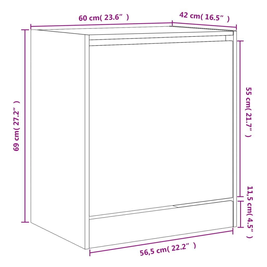 Scarpiera Nera 60x42x69 cm in Legno Multistrato 839981