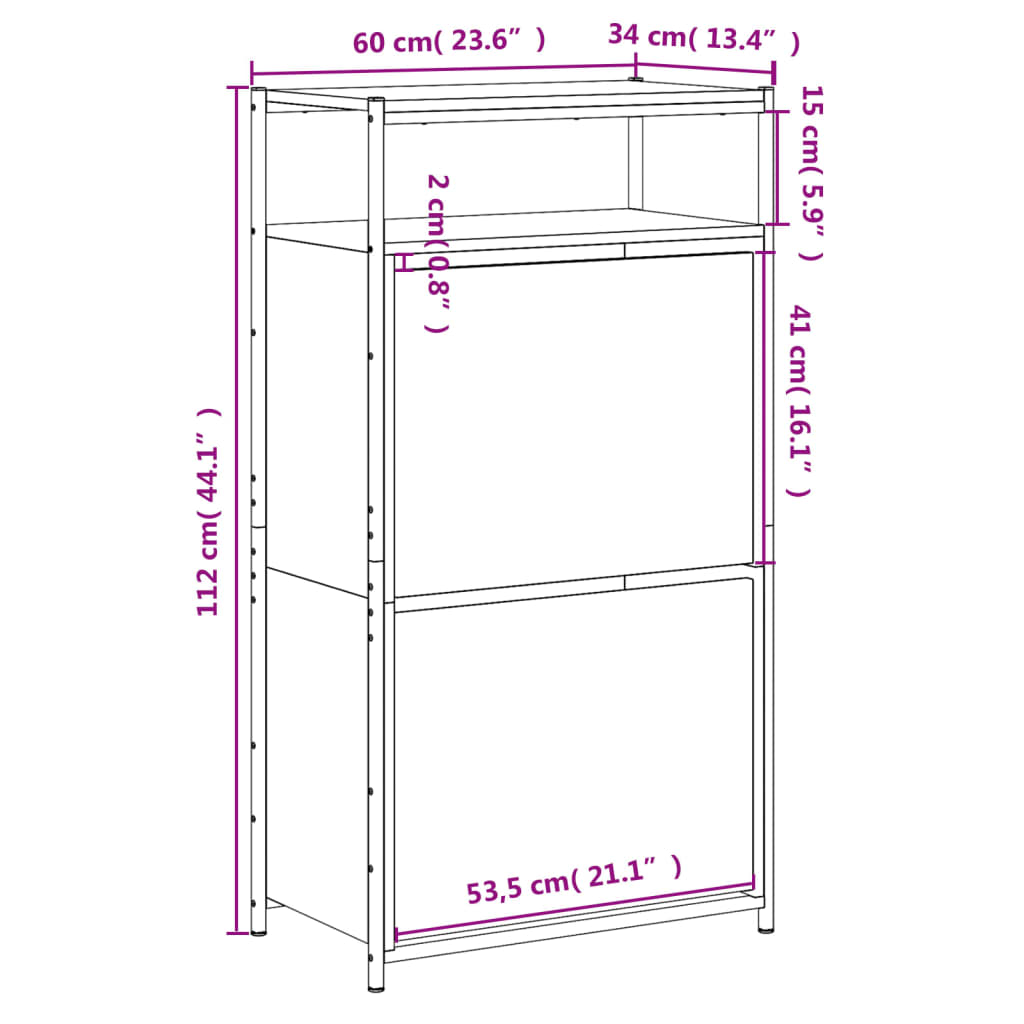 Scarpiera Nera 60x34x112 cm in Legno Multistrato 840029