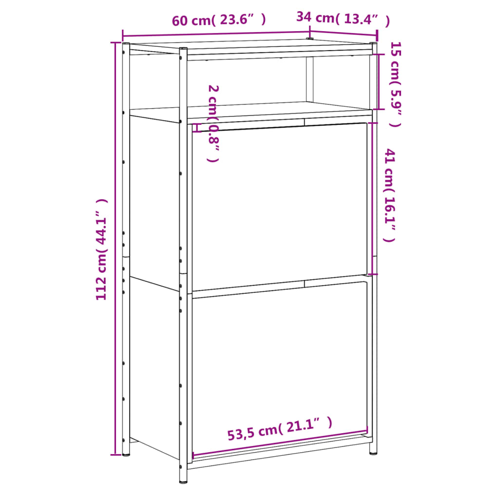 Scarpiera Grigio Sonoma 60x34x112 cm in Legno Multistrato 840032