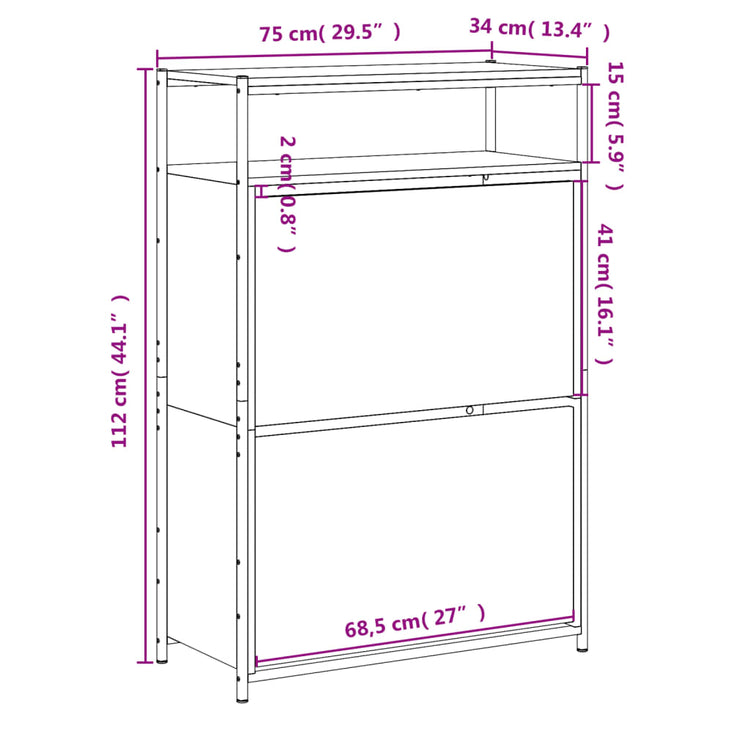 Scarpiera Nera 75x34x112 cm in Legno Multistrato 840034