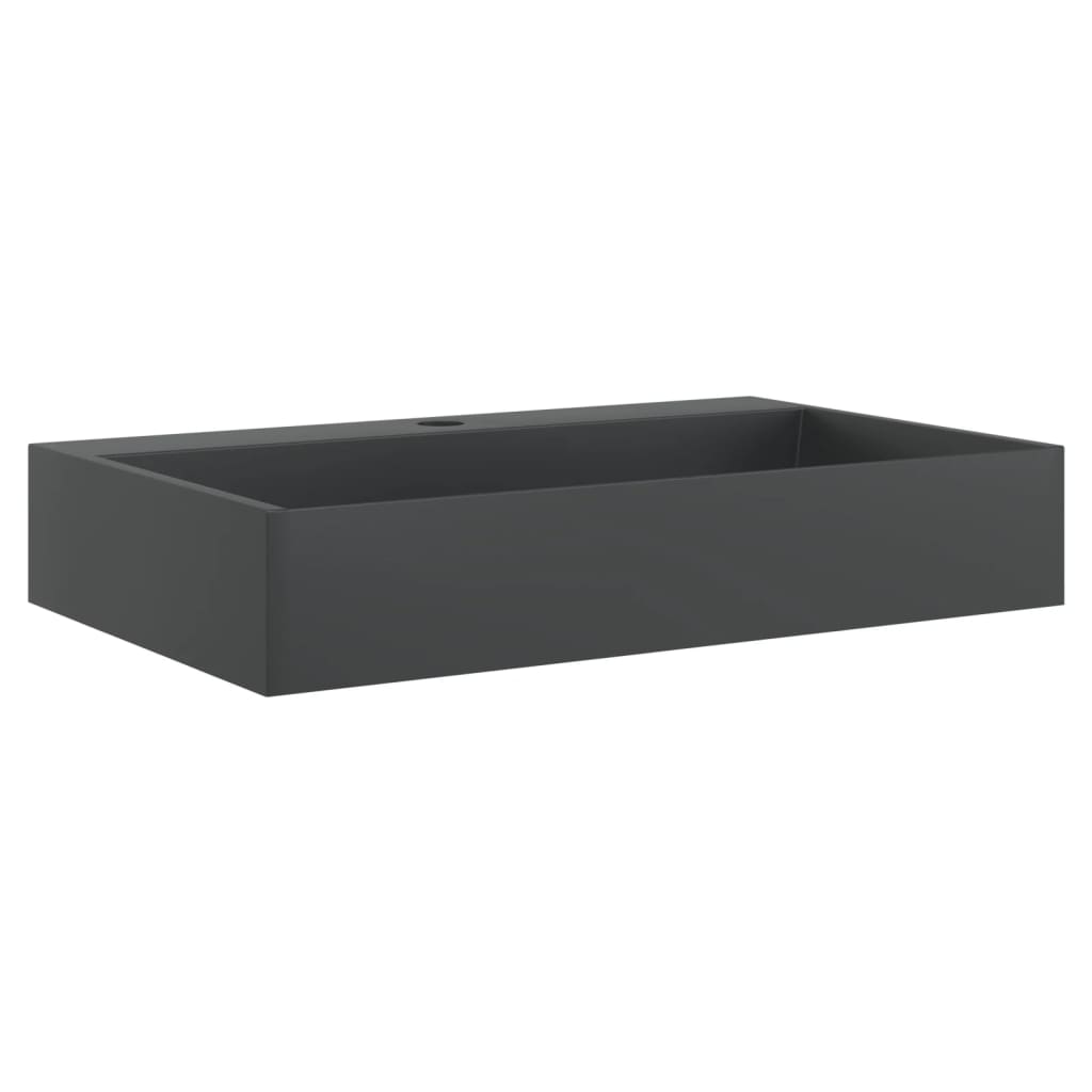 Lavandino 60x38x11 cm Blocco in Marmo/Minerale Nero Opaco 155980