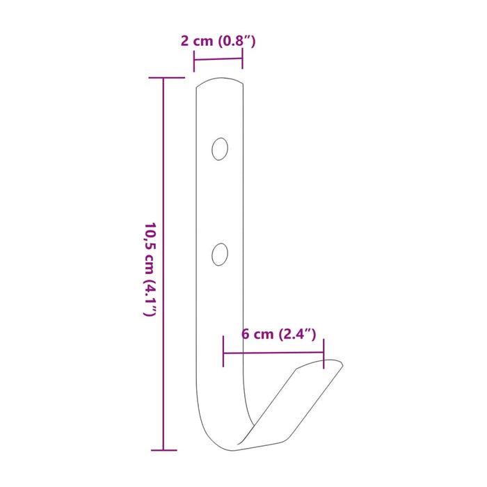 Ganci a Parete a Forma di J 12 pz Neri in Acciaio 172460