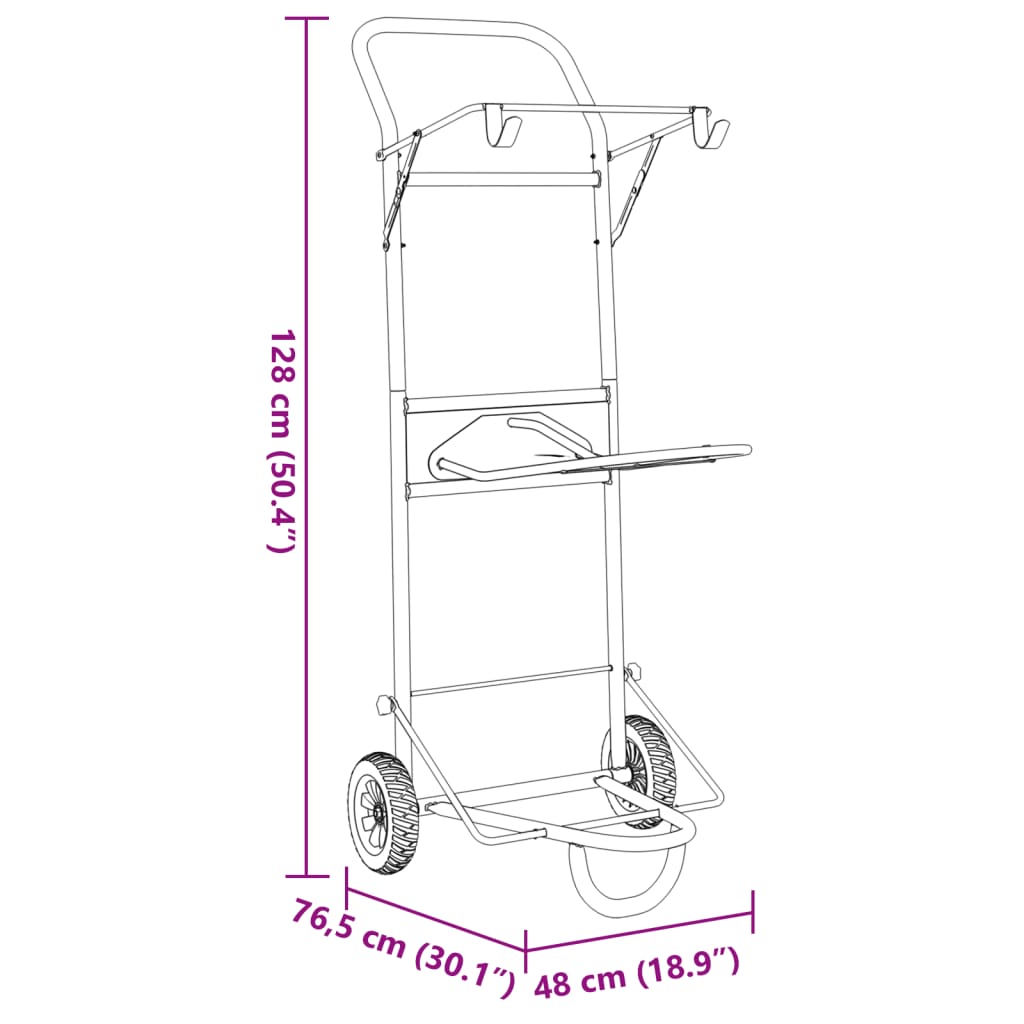 Carrello da Sella Pieghevole Nero in Acciaio 172503