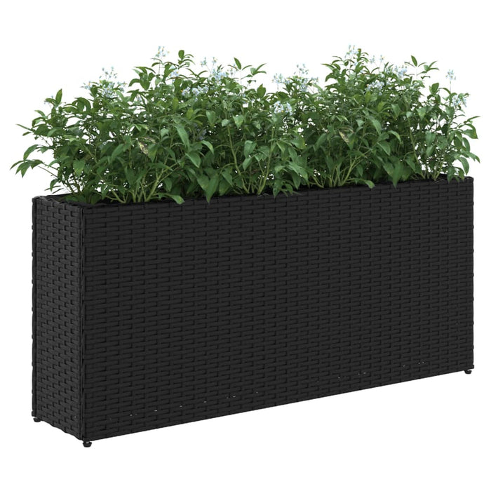 Fioriera da Giardino con 2 Vasi Nera 90x20x40 cm in Polyrattan 366407