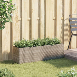 Fioriera da Giardino con 3 Vasi Grigia 105x30x32 cm Polyrattan 366418