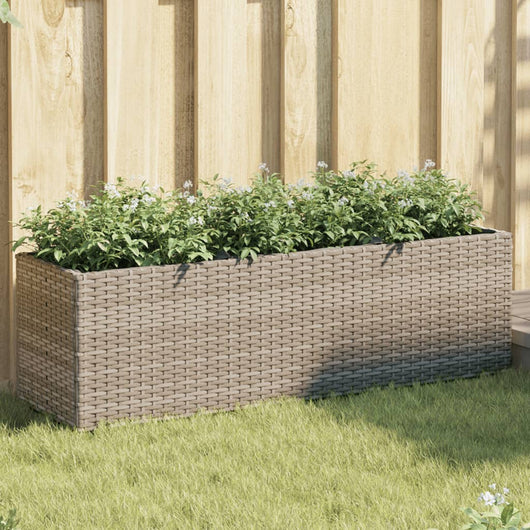 Fioriera da Giardino con 3 Vasi Grigia 105x30x32 cm Polyrattan 366418