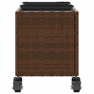 Fioriera con Ruote e 3 Vasi Marrone 107x32x38 cm in Polyrattan 366420