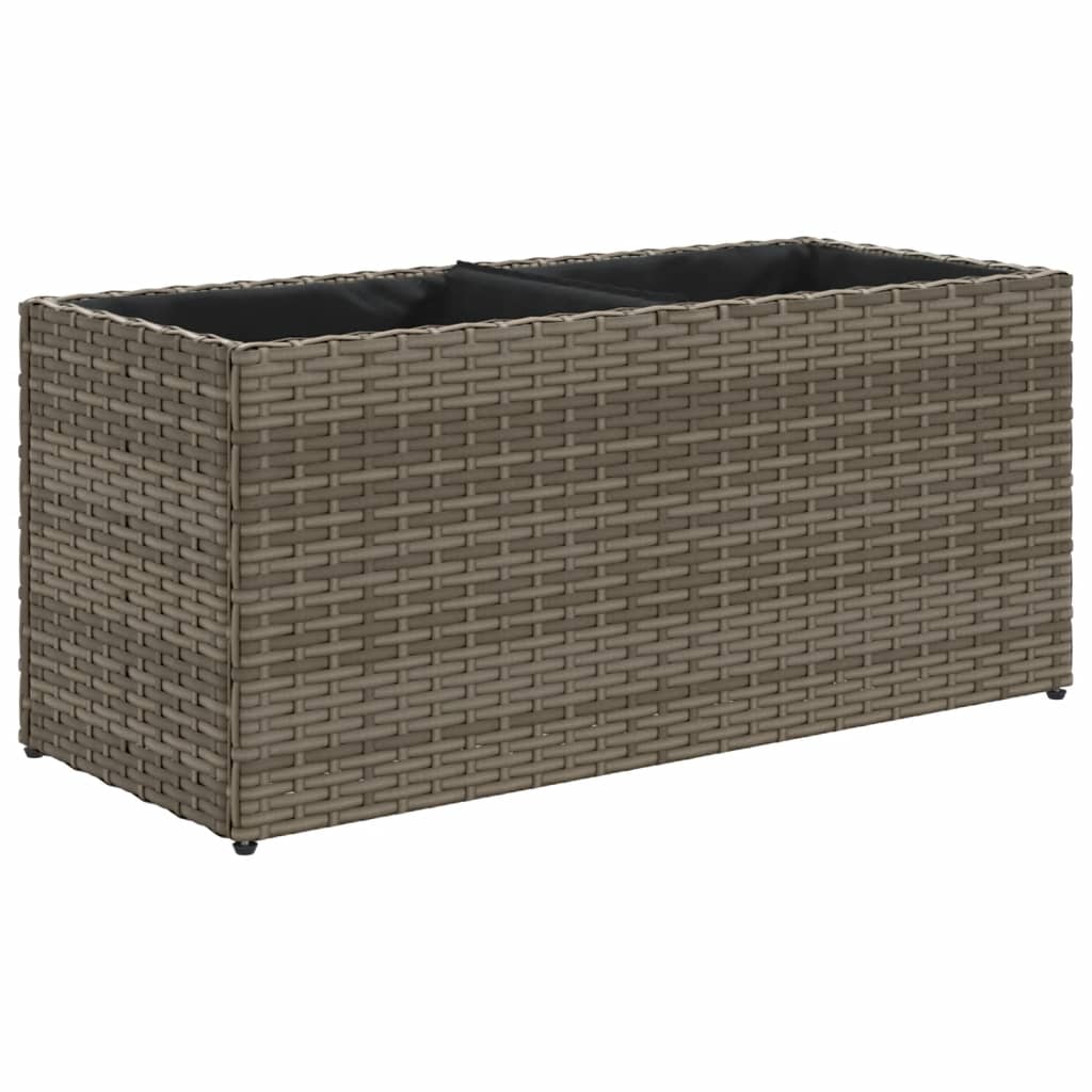 Fioriera da Giardino con 2 Vasi Grigia 72x30x32 cm Polyrattan 366424