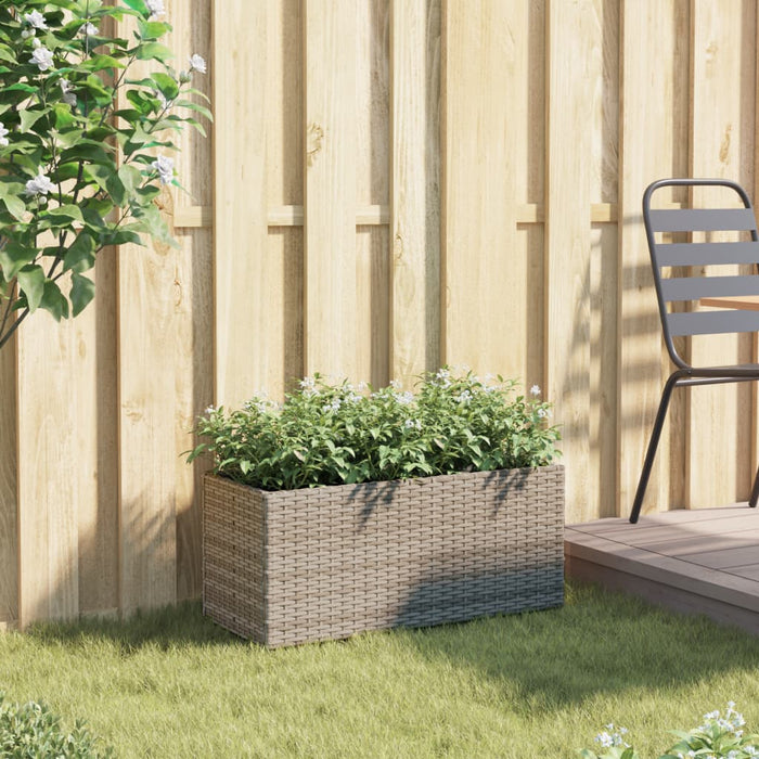 Fioriera da Giardino con 2 Vasi Grigia 72x30x32 cm Polyrattan 366424