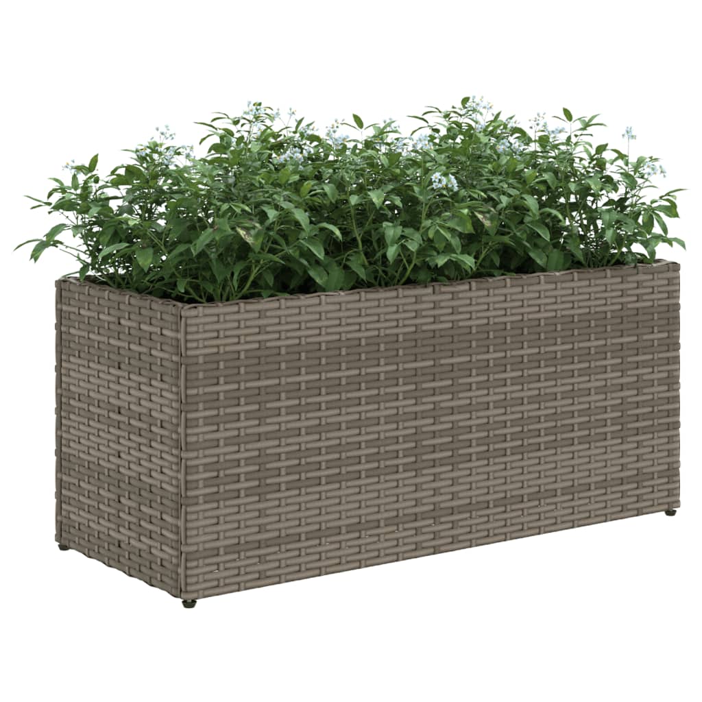 Fioriera da Giardino con 2 Vasi Grigia 72x30x32 cm Polyrattan 366424