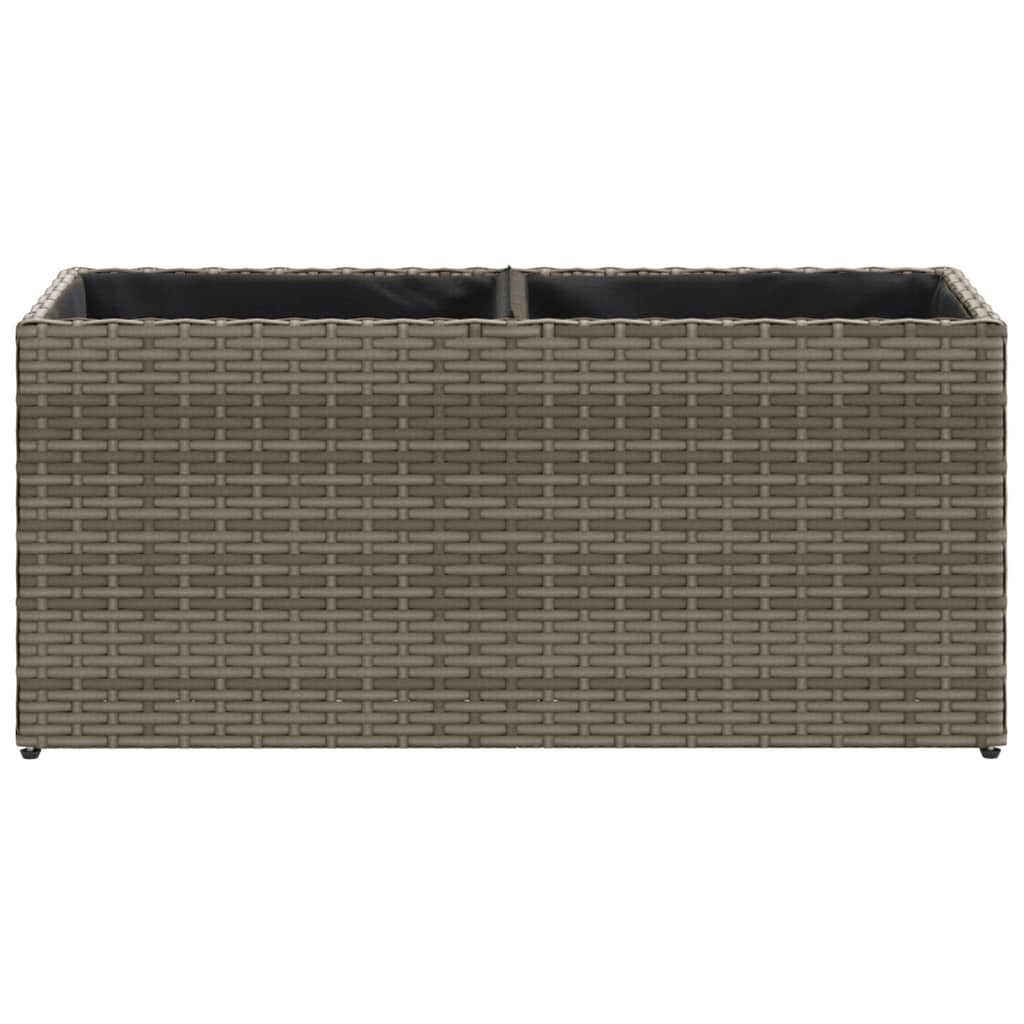 Fioriera da Giardino con 2 Vasi Grigia 72x30x32 cm Polyrattan 366424