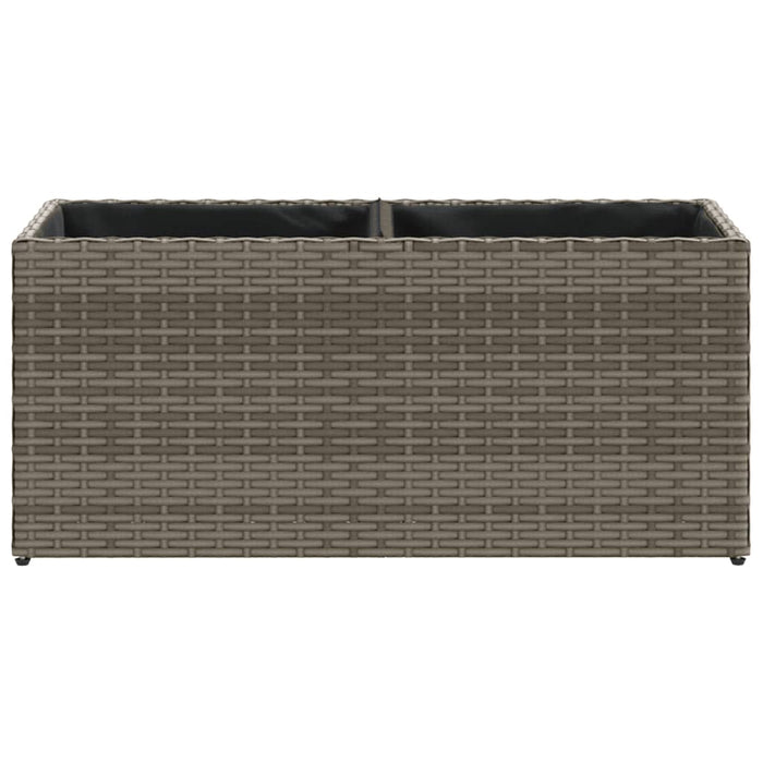 Fioriera da Giardino con 2 Vasi Grigia 72x30x32 cm Polyrattan 366424