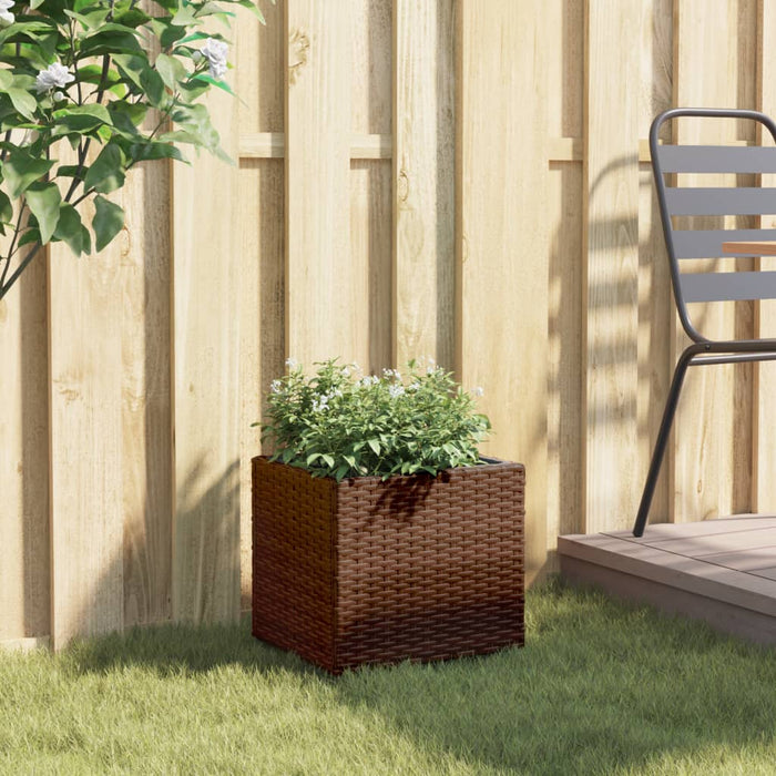 Fioriera da Giardino Marrone 36x30x32 cm in Polyrattan 366426