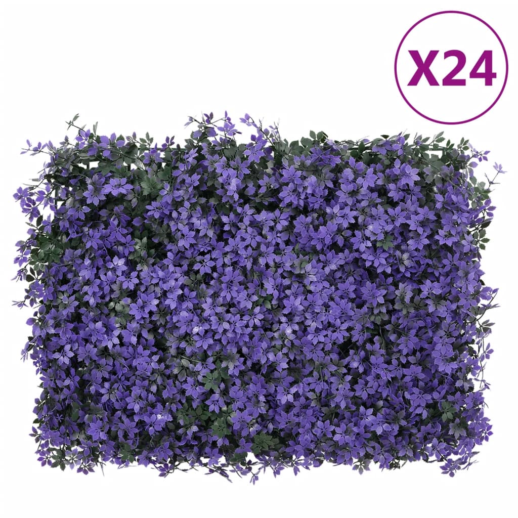 Recinzione Foglie Artificiali 24 pz Viola 40x60 cm 366643