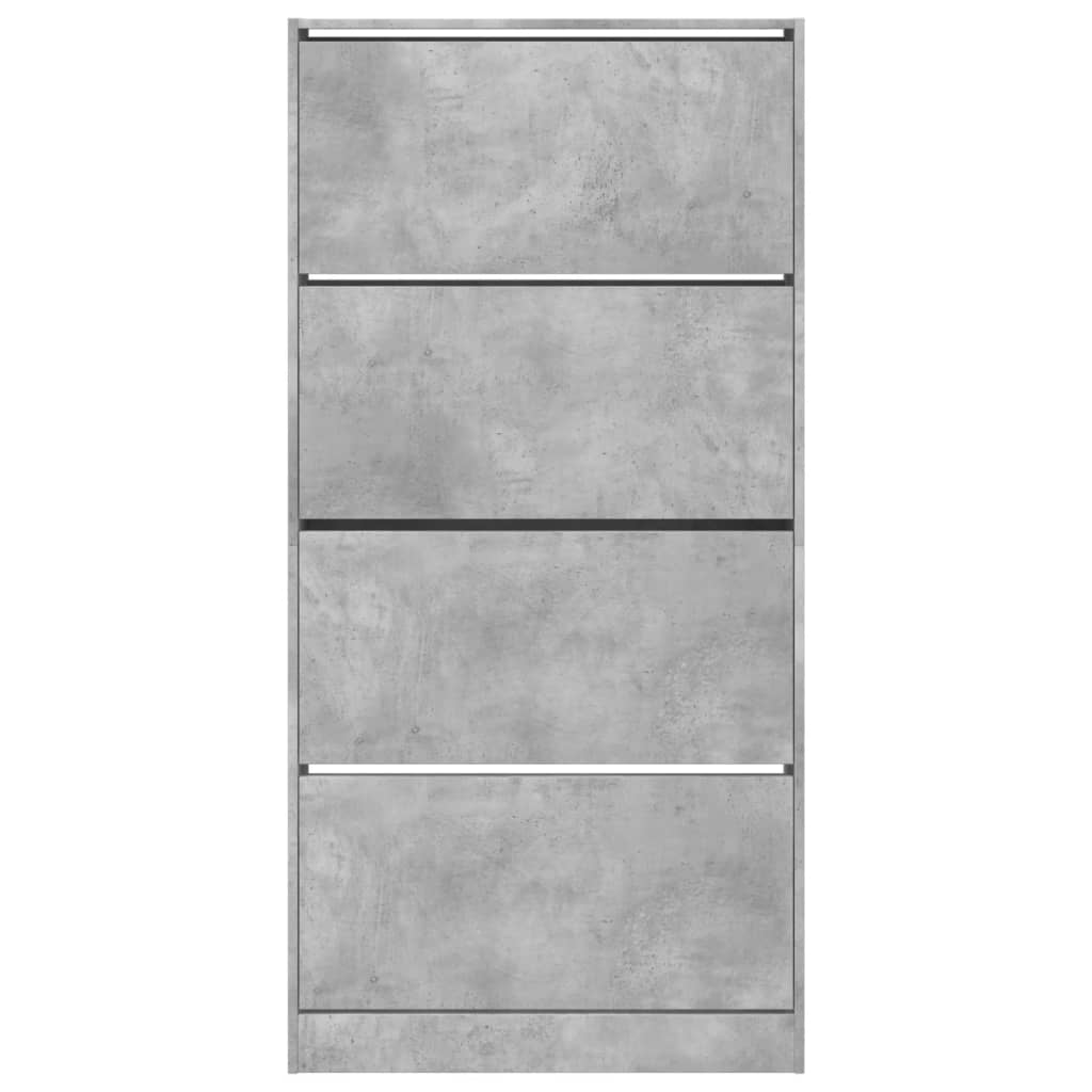 Scarpiera 4 Cassetti Ribaltabili Grigio Cemento 80x21x163,5 cm 3214367