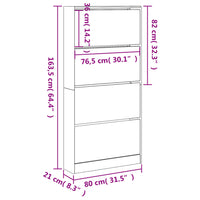 Scarpiera 4 Cassetti Ribaltabili Grigio Cemento 80x21x163,5 cm 3214367