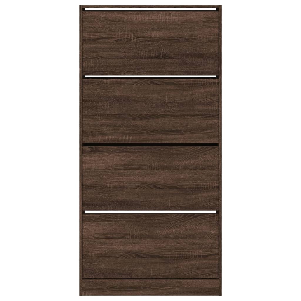 Scarpiera 4 Cassetti Ribaltabili Rovere Marrone 80x21x163,5 cm 3214370