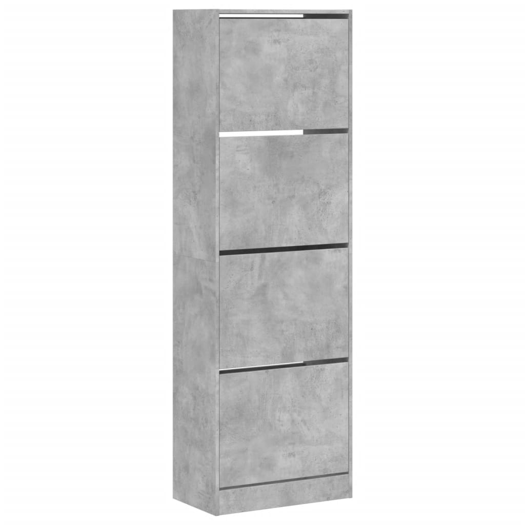 Scarpiera 4 Cassetti Ribaltabili Grigio Cemento 60x34x187,5 cm 3214374