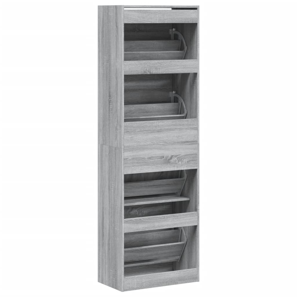 Scarpiera 4 Cassetti Ribaltabili Grigio Sonoma 60x34x187,5 cm 3214376